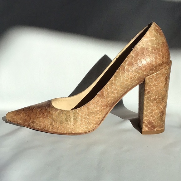 Butter Heels Italian Leather Snakeskin Embossed - Picture 5 of 15